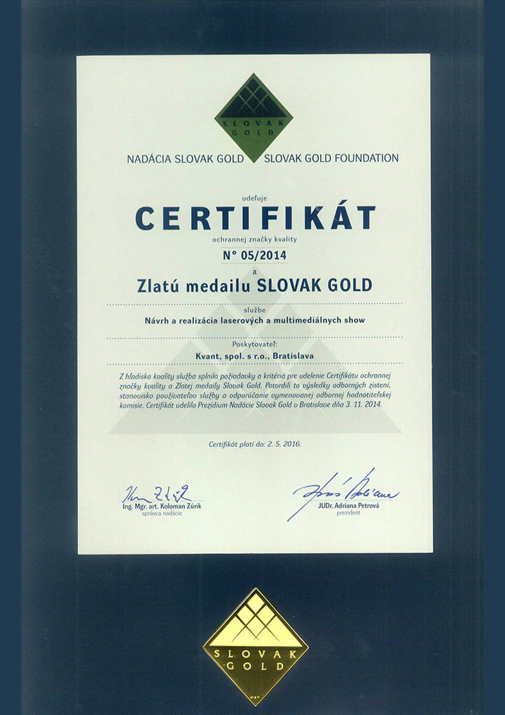 Slovak Gold Fundation certificate
