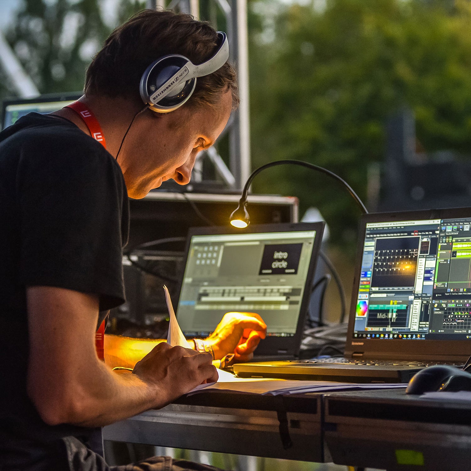 Martin Gabco programming a laser show