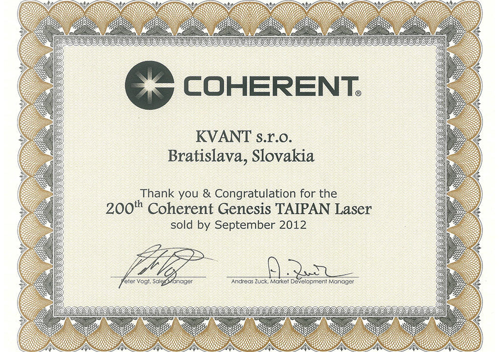 Sales of COHERENT OPSL modules 2012