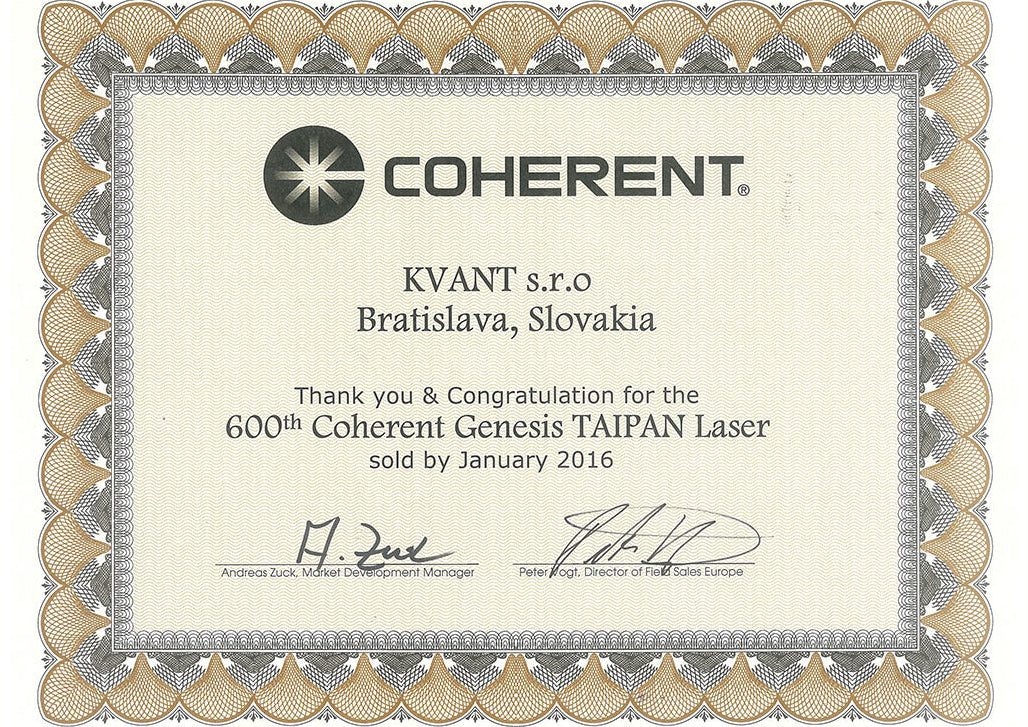 Sales of COHERENT OPSL modules 2016
